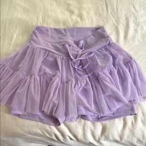 POPFLEX Purple Bubble Mini Skirt with Ruffled Tie Front
